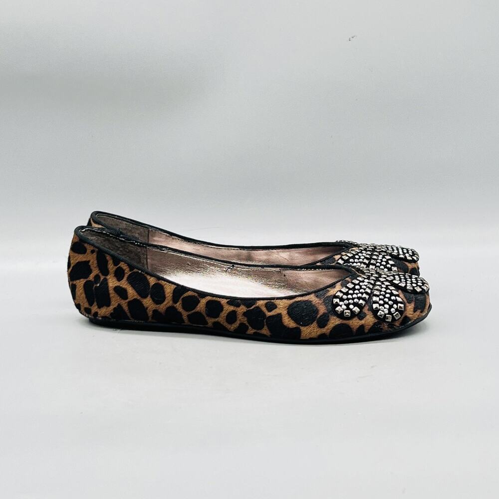 Sam Edelman Shoes Womens 5.5 Brown Leopard Charleen Ballet Flats Studded Toe